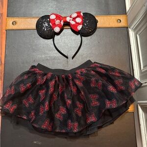 Disney Minnie Mouse Headband and Skirt Set - Black and Red
